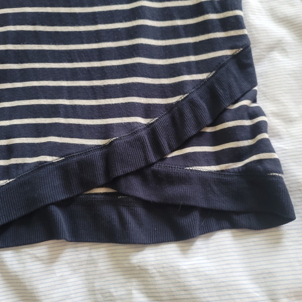 Workshop Republic Clothing Striped Long Sleeve V Neck Top Women's S Navy White - Picture 4 of 4